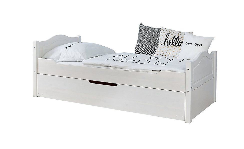 Ticaa Bettgestell Einzelbett "Leni" 90x200 Kiefer Weiß günstig online kaufen