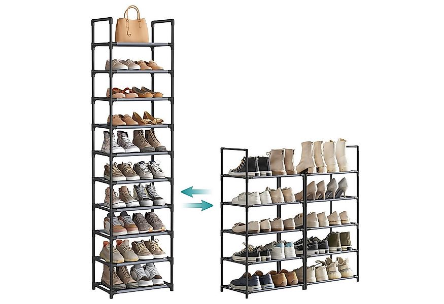 SONGMICS Schuhregal Schuhschrank, für 20 Paar Schuhe und Stiefel, mit 10 Eb günstig online kaufen