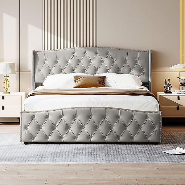 FUROKOY Stauraumbett Polsterbett Doppelbett mit hydraulischem günstig online kaufen