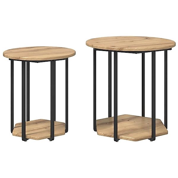 vidaXL Beistelltisch-Set mit Regal 2-Tlg Artisan Eiche und Schwarz 869719 günstig online kaufen