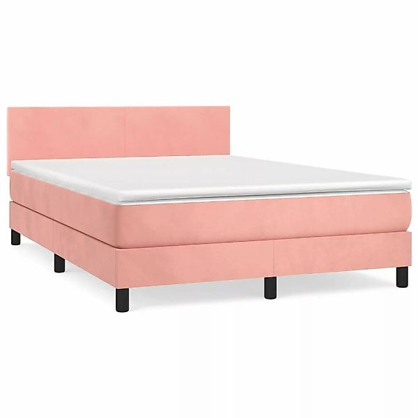 vidaXL Boxspringbett mit Matratze Rosa 140x200 cm Samt1395322 günstig online kaufen