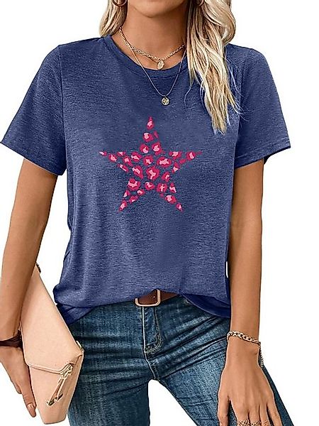 PYL Rundhalsshirt Damen Sommer Casual Oversize-Shirt Kurzarm Lockere Tops günstig online kaufen