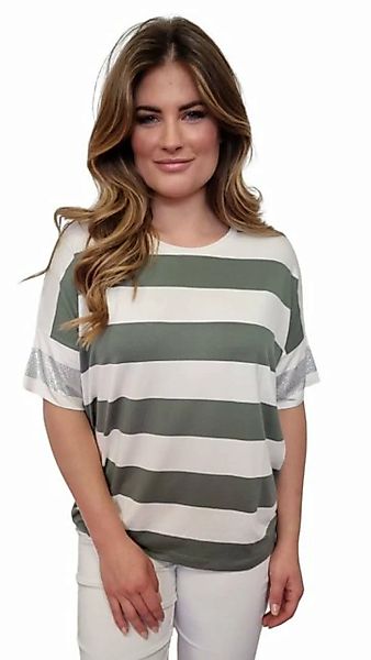 Estefania for woman T-Shirt elegantes Shirt mit Streifen und Strassbesatz günstig online kaufen