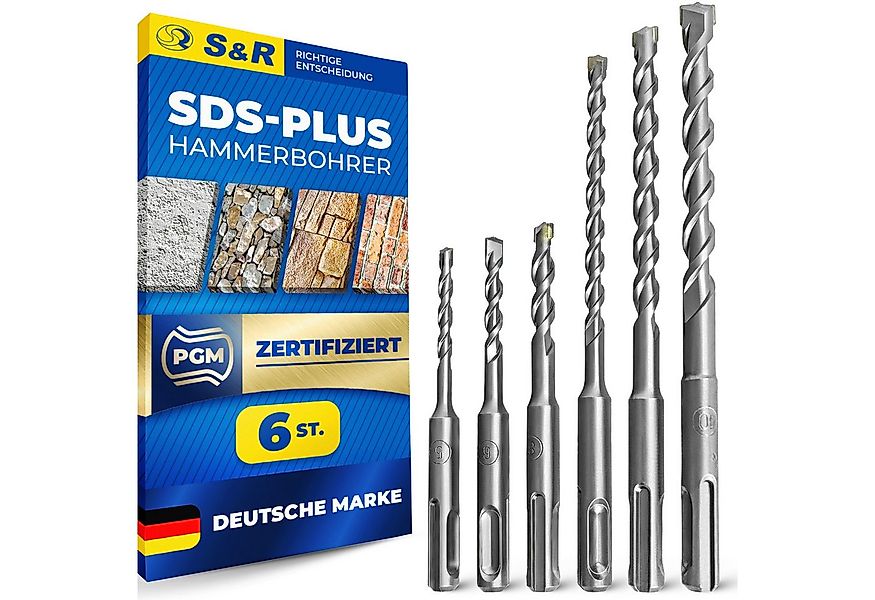 S&R Betonbohrer Steinbohrer / Hammerbohrer SDS PLUS für Bohrhammer, (Set, 6 günstig online kaufen