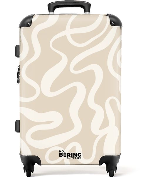 NoBoringSuitcases.com© Hartschalen-Trolley Beige mit weißen abstrakten günstig online kaufen