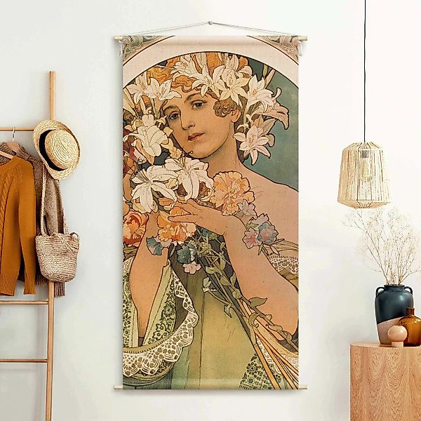 Wandteppich Alfons Mucha - Blume günstig online kaufen