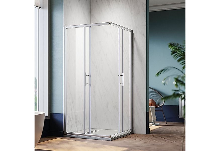 SONNI Eckdusche Duschkabine Eckeinstieg Schiebetüren ESG Glas Höhe 195cm, B günstig online kaufen