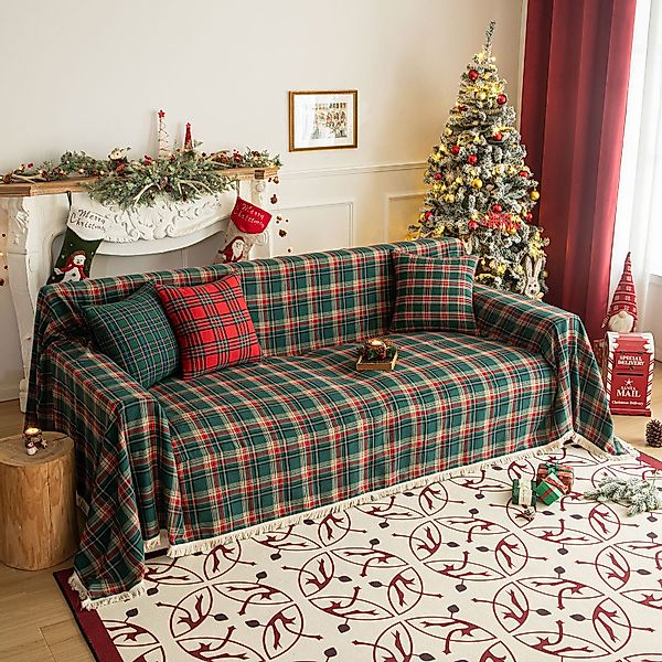 Plaid Sofaüberwurf Waffel Kuscheldecke mit Quasten günstig online kaufen