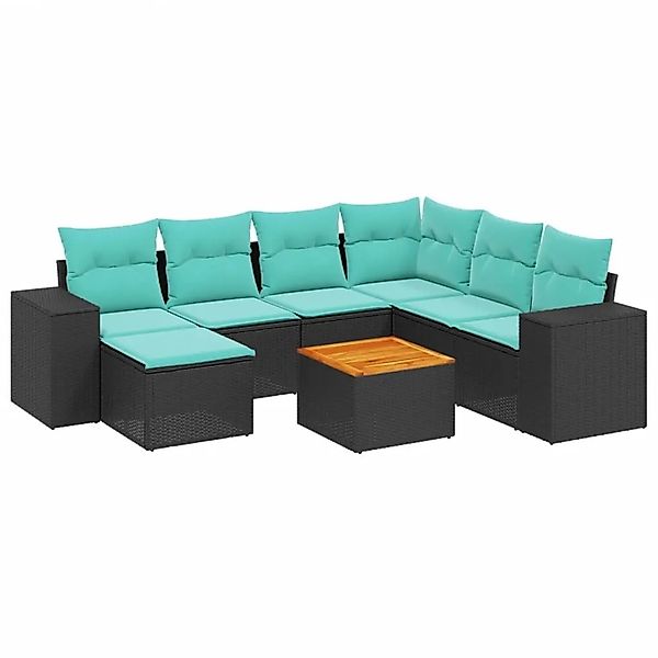 vidaXL 8-Tlg Gartensofa-Set mit Kissen Schwarz Polyrattan 3225560 günstig online kaufen