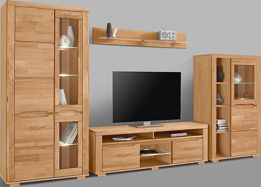 Home affaire Wohnwand "Denis" Set, 4 Stk. tlg. teilmassives Holz günstig online kaufen
