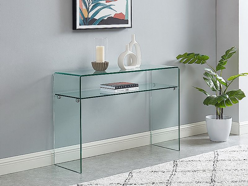 Wandkonsole 1 Ablage - Sicherheitsglas - Transparent - STILEOS günstig online kaufen