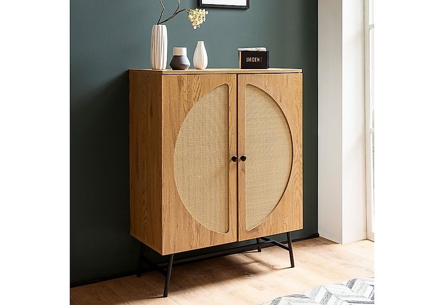 FINEBUY Sideboard FB104655 Kommode in Eiche Dekor 80 cm mit 2 Türen aus Wie günstig online kaufen