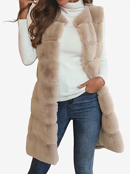 Faux Fur Solid Color ärmellose Weste Jacke für Damen günstig online kaufen
