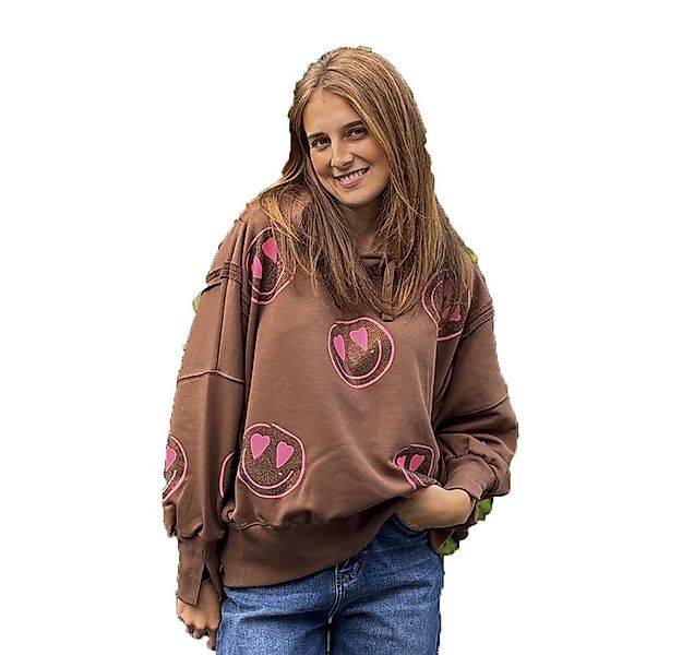 Miss Goodlife Hoodie Miss Goodlife MG13271 Heartface Allover Strass, Chocol günstig online kaufen