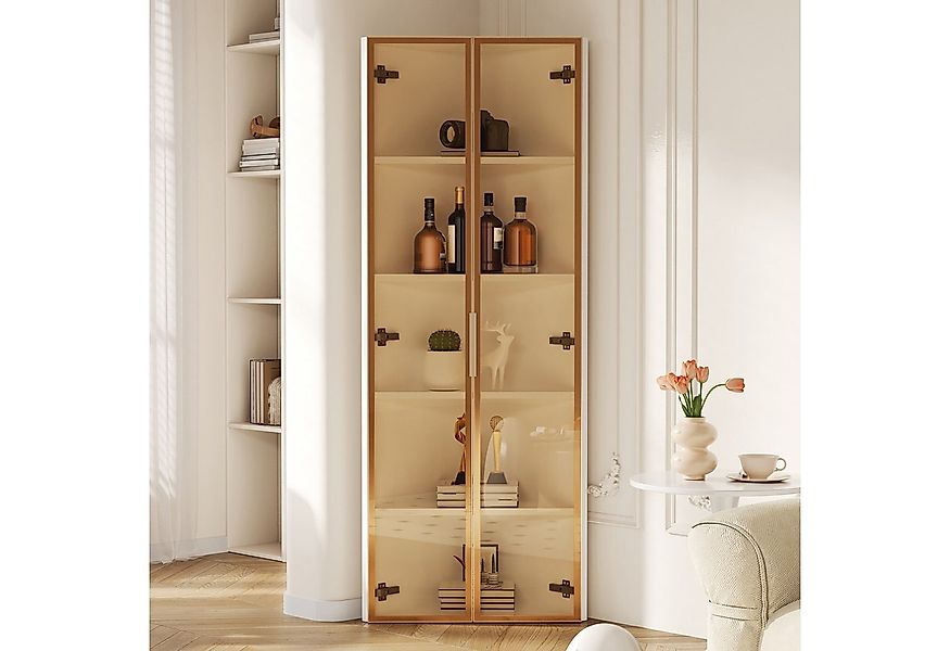 Flieks Glasvitrine Eckvitrine mit LED-Beleuchtung und 5 Fächer (1-St., B62/ günstig online kaufen