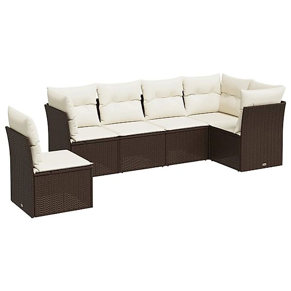 vidaXL 7-Tlg Garten-Sofagarnitur mit Kissen Braun Poly Rattan 3217713 günstig online kaufen