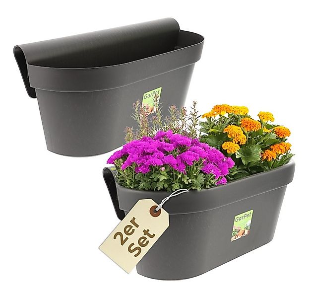 GarPet Balkonkasten 2er Set Geländerkasten Balkon mit Wasserspeicher Blumen günstig online kaufen