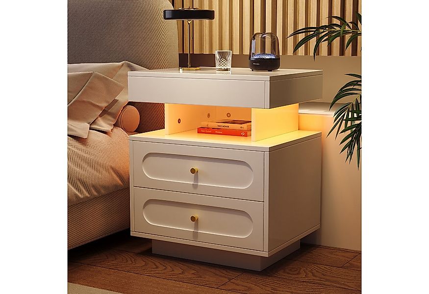 Flieks Nachttisch (1-St), Nachtschrank Nachtkommode 50*40*60cm mit LED-Bele günstig online kaufen