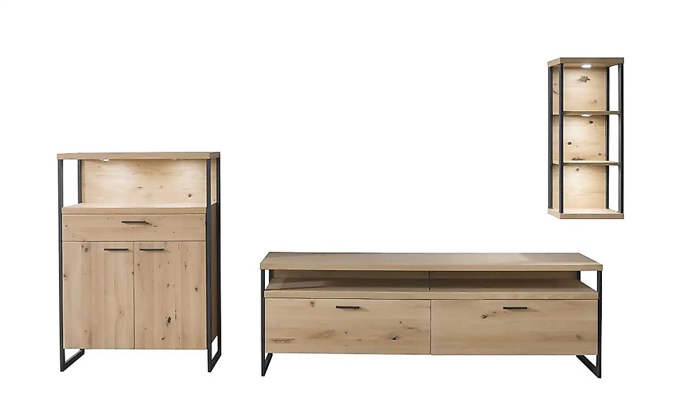 Woodford Wohnwand  Sero ¦ holzfarben ¦ Maße (cm): B: 329 H: 186 T: 46.0 Kom günstig online kaufen