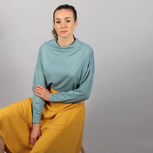 Stehkragen Pullover Dewi Mit Fledermausärmeln In Rost Oder Eisblau günstig online kaufen