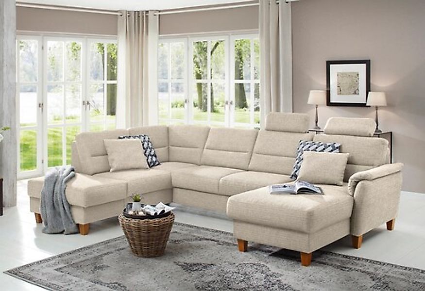 Home affaire Wohnlandschaft »Palmera U-Form, B: 308 cm« optional Bettfunkti günstig online kaufen
