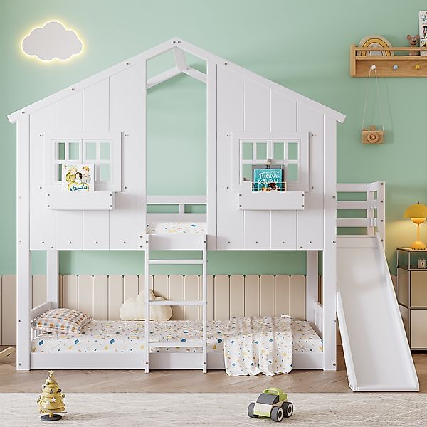 OKWISH Etagenbett Kinderbett,Funktionsbett,Doppelbett,mit Rutsche (Etagenbe günstig online kaufen