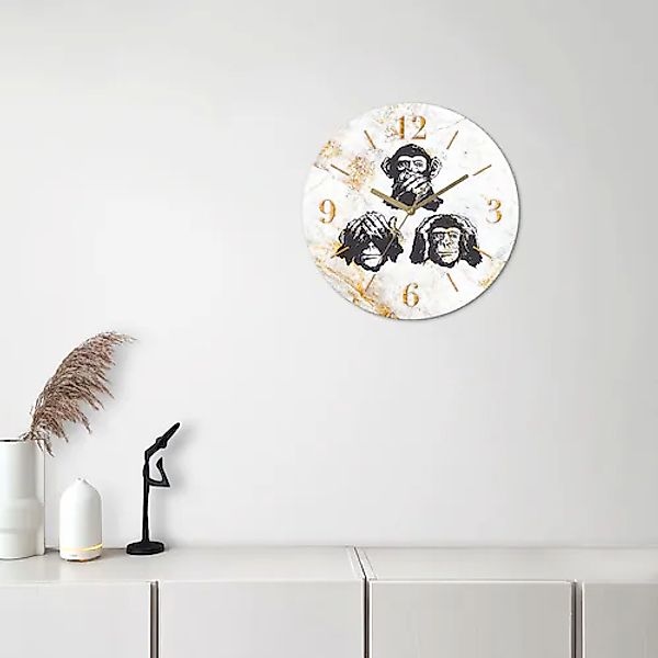 Leonique Wanduhr »Affen - Glas Ø 30cm« wahlweise mit Quarz- oder Funkuhrwer günstig online kaufen