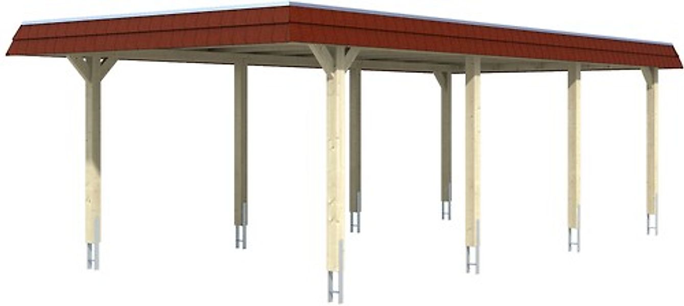 Skanholz Einzelcarport »Wendland« Leimholz 341 cm Nussbaum mit Aluminiumdac günstig online kaufen