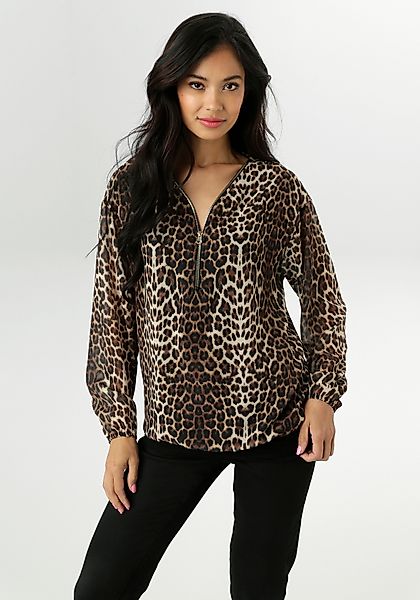 Aniston SELECTED Chiffonbluse mit goldfarbenen Reißverschluss günstig online kaufen