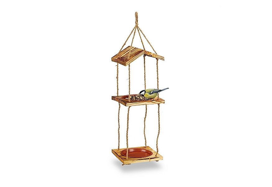 relaxdays Vogelhaus Vogelfutterstation mit 2 Schalen günstig online kaufen