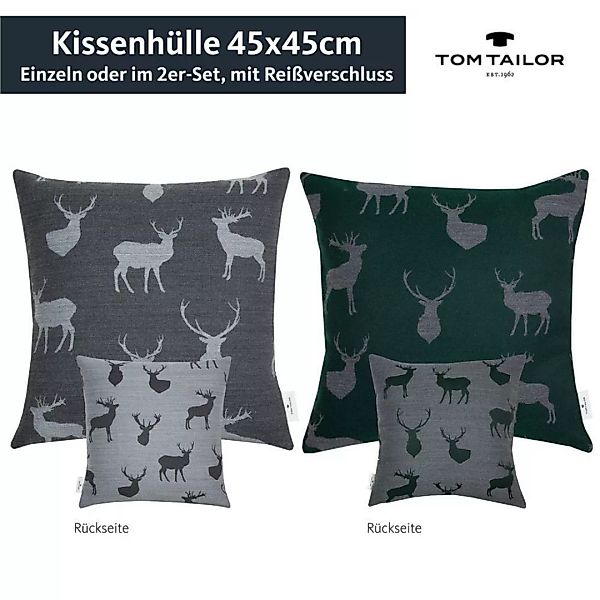 Kissenhuelle Soft Deer • weihnachtlich mit Rentieren • Wendekissen - Grau / günstig online kaufen