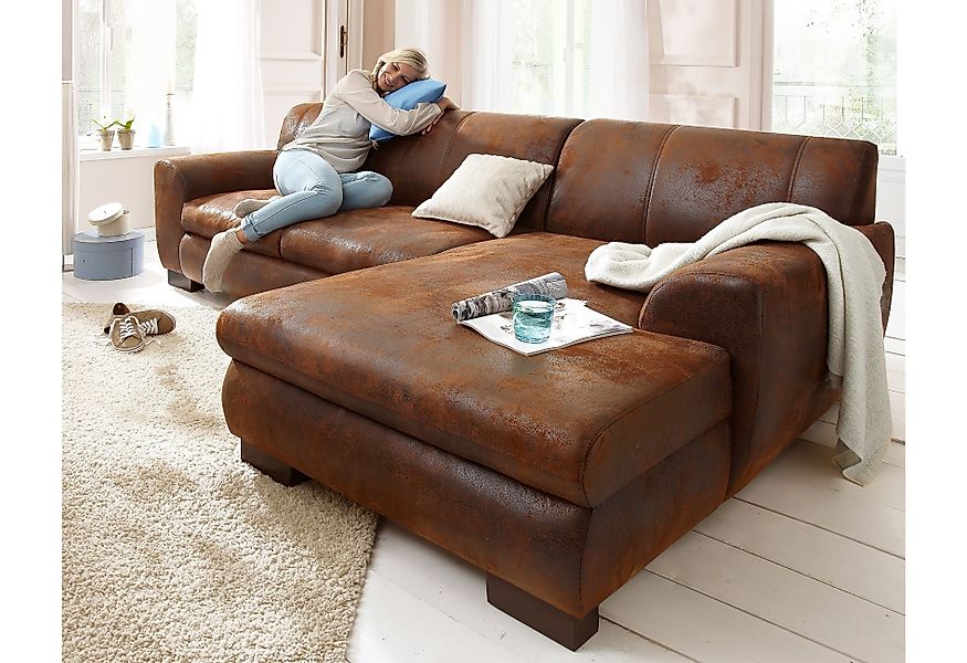 Home affaire Ecksofa "Nika zeitlos und elegant, L-Form" wahlweise mit Bettf günstig online kaufen