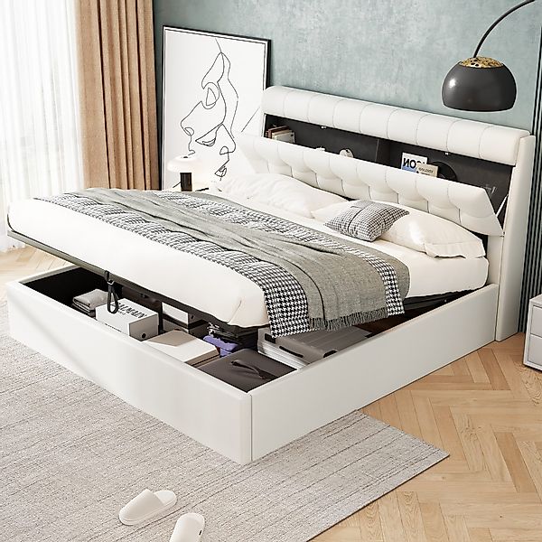 Flieks Polsterbett, Hydraulisches Stauraumbett Doppelbett 160x200cm günstig online kaufen