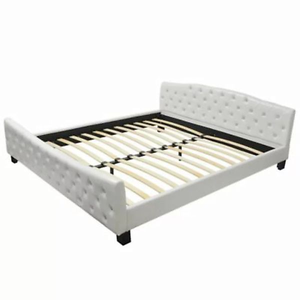 vidaXL Bett mit Memory-Schaum-Matratze Weiß Kunstleder 180×200 cm weiß Gr. günstig online kaufen