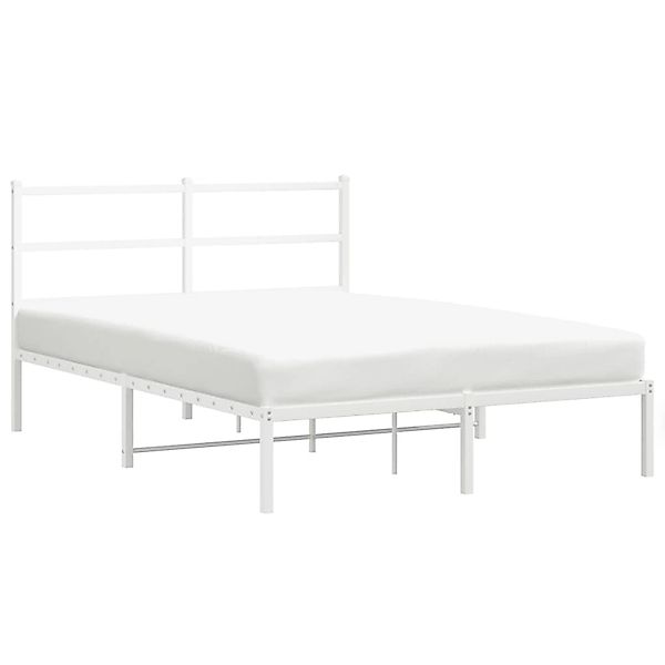 vidaXL Bettgestell mit Kopfteil Metall Weiß 135x190 cm 355413 günstig online kaufen