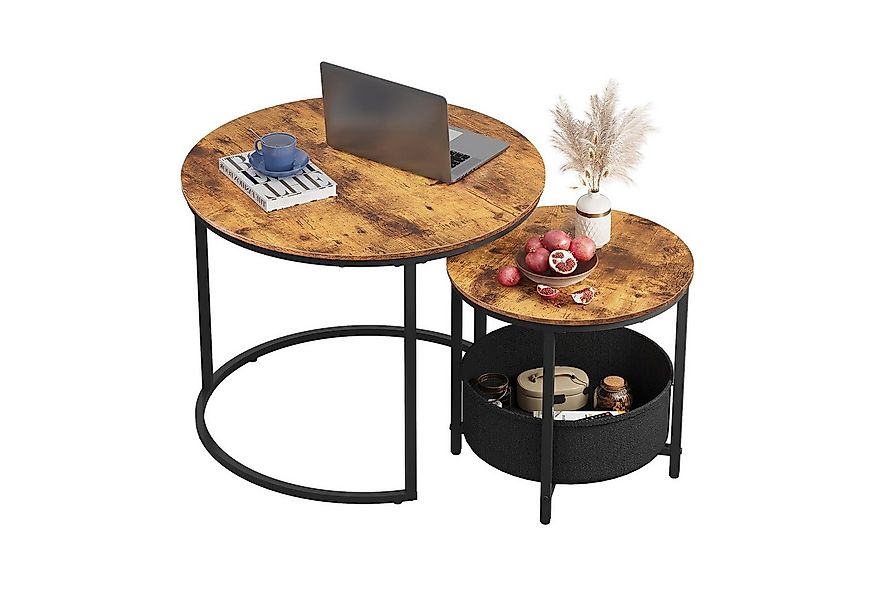 WLIVE Couchtisch Couchtisch 2er‑Satztisch rund mit Stauraum, (Beistelltisch günstig online kaufen