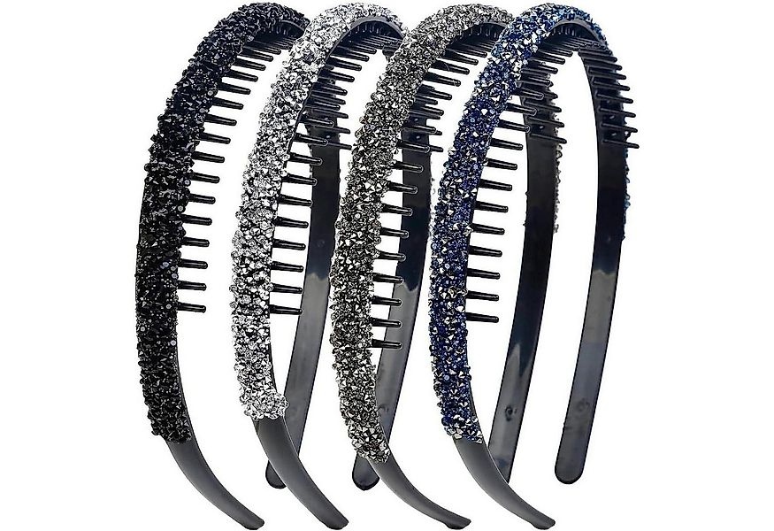 LuxusKollektion Haarreif 4 Stück Schwarz Silber Grau Dunkelblau Strass Stir günstig online kaufen