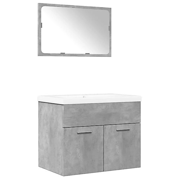 vidaXL 3-Tlg Badmöbel-Set Betongrau Holzwerkstoff 3324862 günstig online kaufen