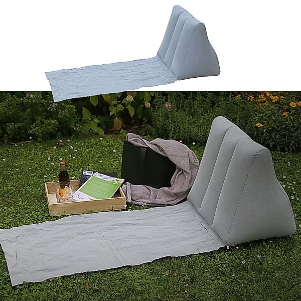 CEPEWA Campingliege Strandmatte Rückenkissen aufblasbar grau günstig online kaufen