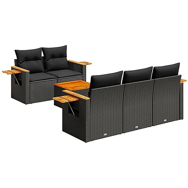vidaXL 6-Tlg Garten-Sofagarnitur mit Kissen Schwarz Poly Rattan 3226622 günstig online kaufen