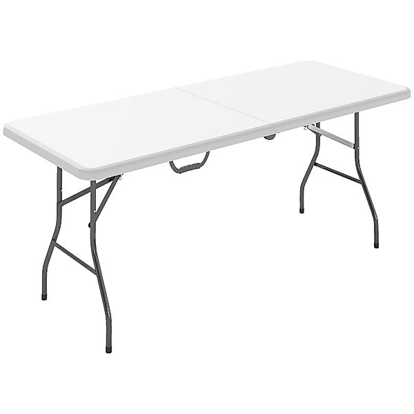 Outsunny Campingtisch Metall HDPE Weiß 180L x 74B x 74H cm günstig online kaufen