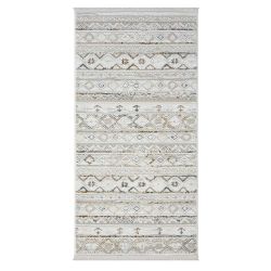 Landhaus Stil Teppich mit Ethno Muster Hellgrau und Creme günstig online kaufen