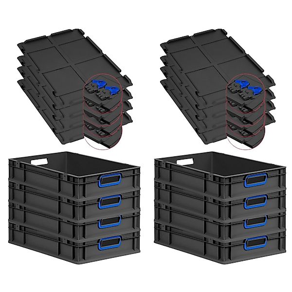 PROREGAL SuperSparSet 8x Eurobox Nextgen Color Mit Scharnierdeckel HxBxT 12 günstig online kaufen