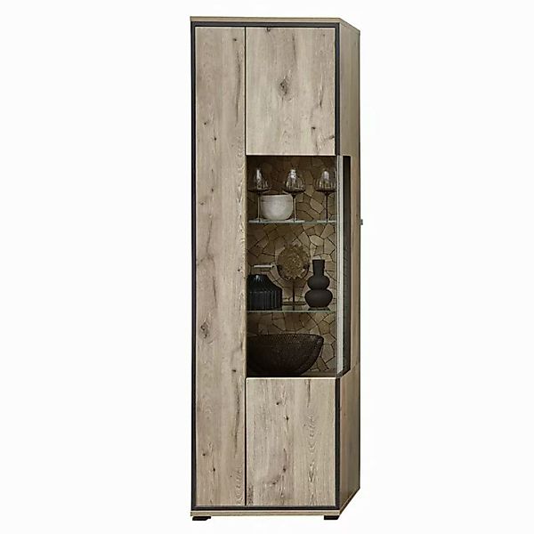 Vitrine 60cm, Eiche mit schwarz, RINGSTED-55 günstig online kaufen