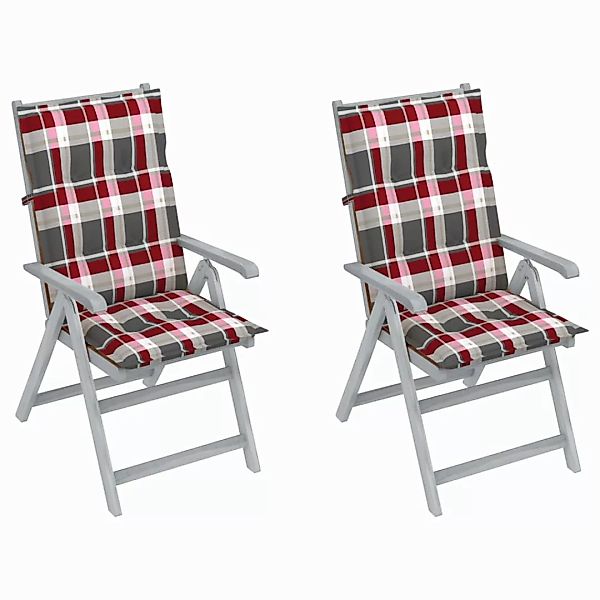Verstellbare Gartenstühle 2 Stk. Mit Auflagen Massivholz Akazie günstig online kaufen