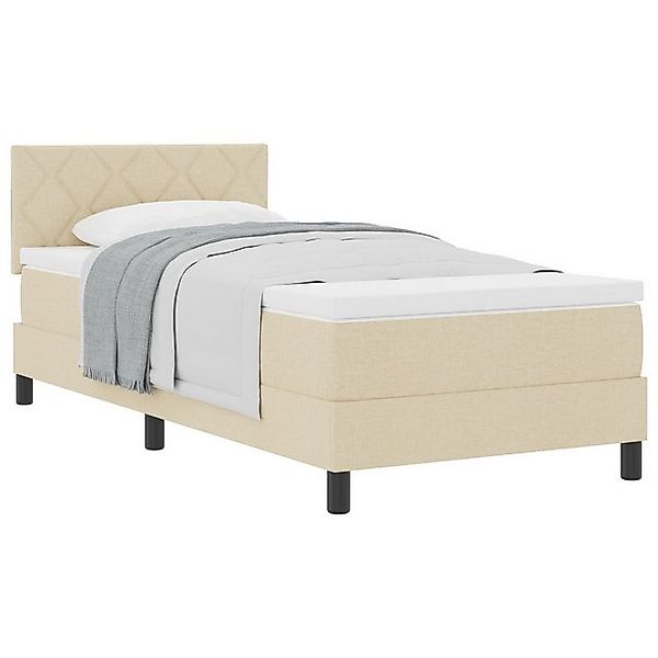 vidaXL Bett Boxspringbett mit Matratze Creme 100x200 cm Stoff (1-tlg) günstig online kaufen