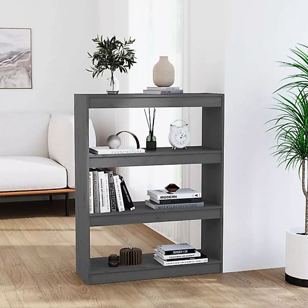 Vidaxl Bücherregal Raumteiler Grau 80x30x103,5 Cm Massivholz Kiefer günstig online kaufen