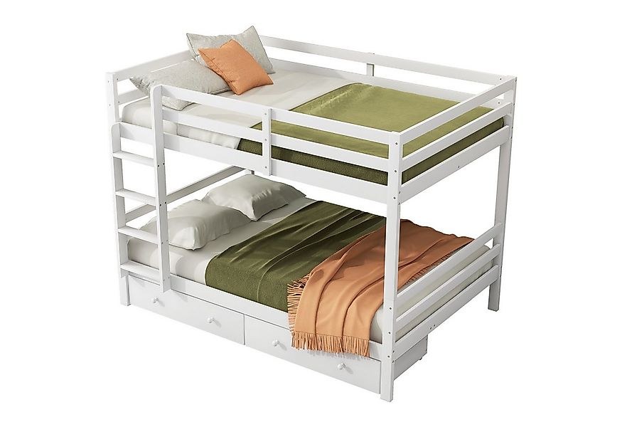 Flieks Etagenbett, Massivholz Kinderbett Doppelbett 140x200cm mit 2 Schubla günstig online kaufen