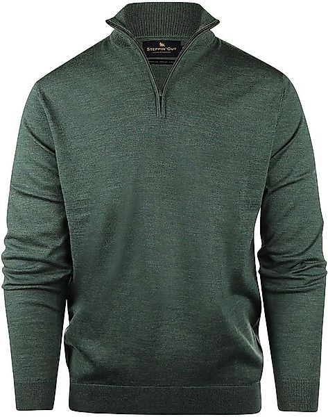 Steppin' Out Half Zip Pullover Merinowolle Sage Grün - Größe 3XL günstig online kaufen