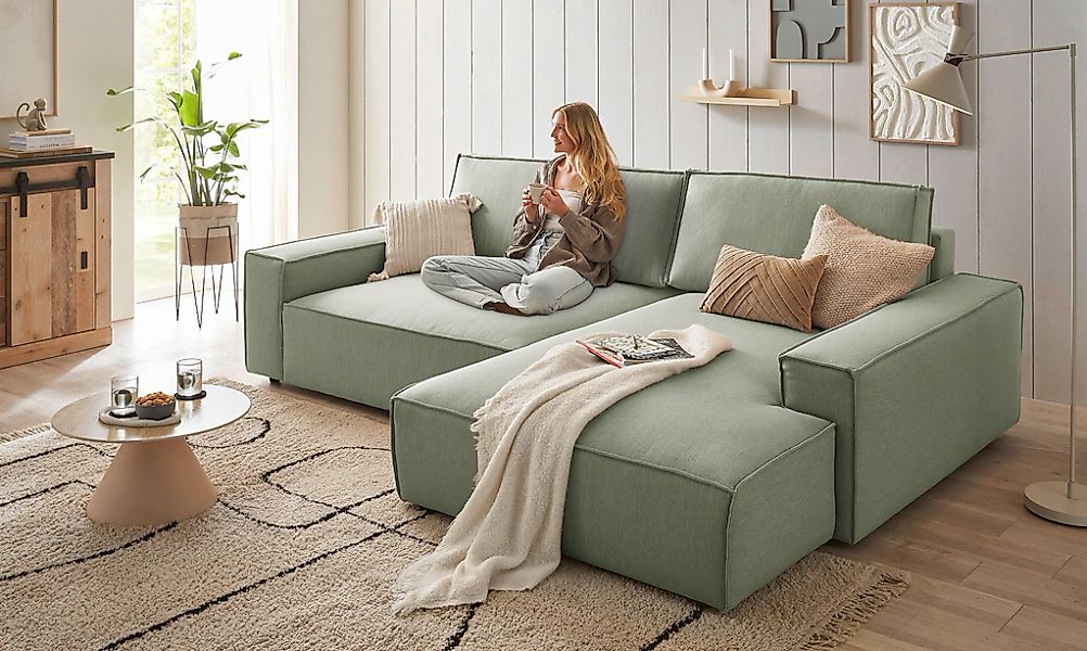 Home affaire Ecksofa "NEU: SHERWOOD XXL 284, Big-Sofa L-Form, tiefe Sitzflä günstig online kaufen